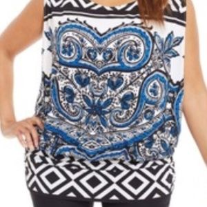 Alfani plus size sleeveless printed top